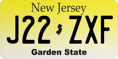 NJ license plate J22ZXF