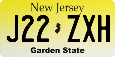 NJ license plate J22ZXH