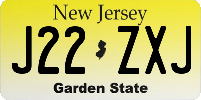 NJ license plate J22ZXJ
