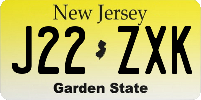 NJ license plate J22ZXK