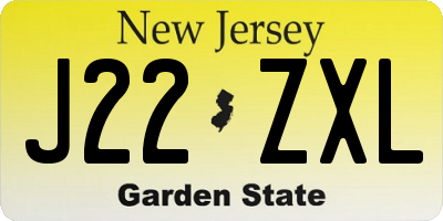 NJ license plate J22ZXL