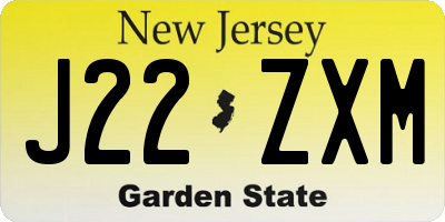 NJ license plate J22ZXM