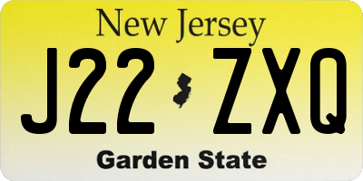 NJ license plate J22ZXQ