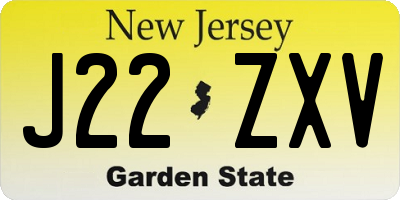 NJ license plate J22ZXV