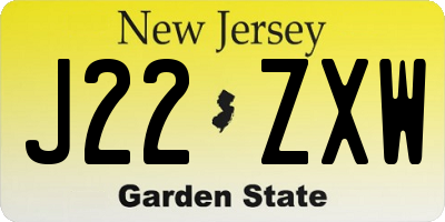 NJ license plate J22ZXW
