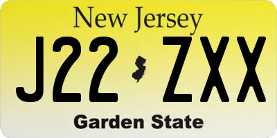 NJ license plate J22ZXX