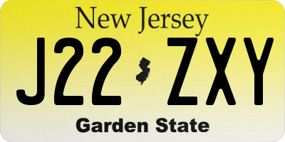 NJ license plate J22ZXY