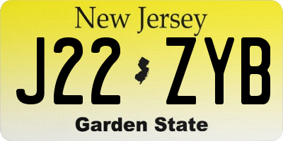 NJ license plate J22ZYB