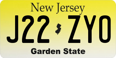NJ license plate J22ZYO