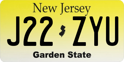NJ license plate J22ZYU
