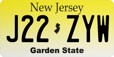 NJ license plate J22ZYW