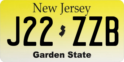 NJ license plate J22ZZB