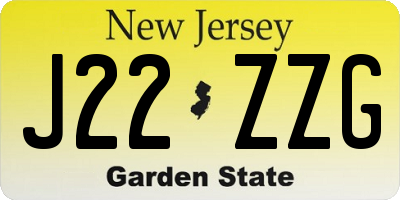 NJ license plate J22ZZG