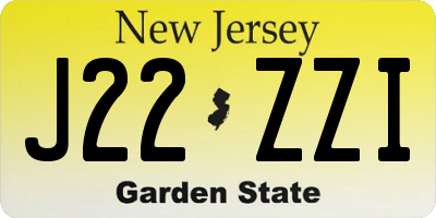 NJ license plate J22ZZI