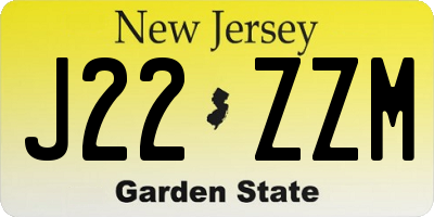 NJ license plate J22ZZM