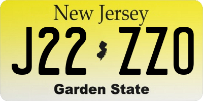 NJ license plate J22ZZO