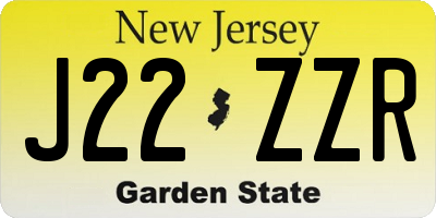 NJ license plate J22ZZR