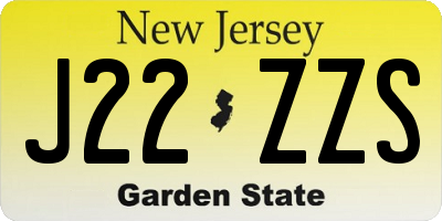 NJ license plate J22ZZS