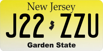 NJ license plate J22ZZU