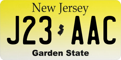 NJ license plate J23AAC