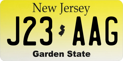 NJ license plate J23AAG