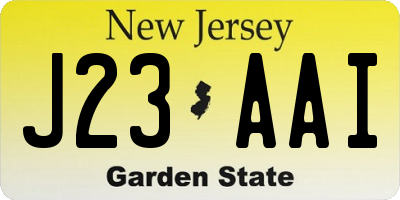 NJ license plate J23AAI
