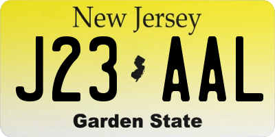 NJ license plate J23AAL