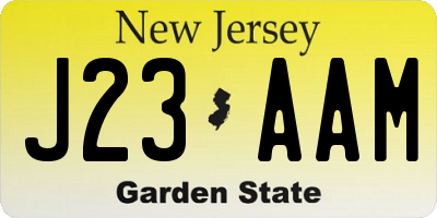 NJ license plate J23AAM