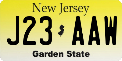 NJ license plate J23AAW