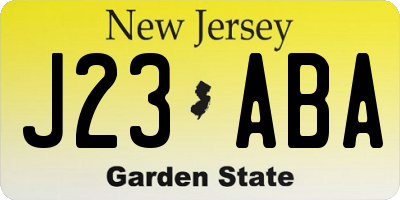 NJ license plate J23ABA