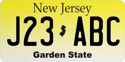 NJ license plate J23ABC