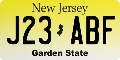 NJ license plate J23ABF