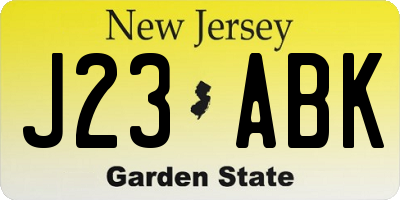 NJ license plate J23ABK