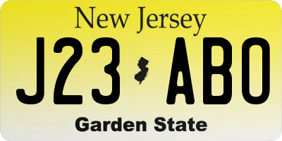 NJ license plate J23ABO
