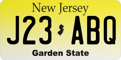 NJ license plate J23ABQ