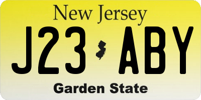 NJ license plate J23ABY