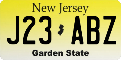 NJ license plate J23ABZ