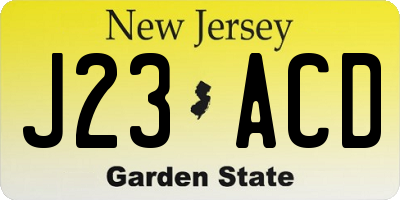 NJ license plate J23ACD