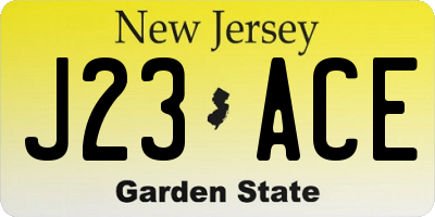 NJ license plate J23ACE