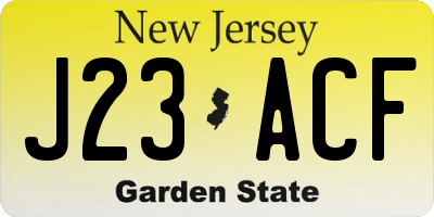 NJ license plate J23ACF