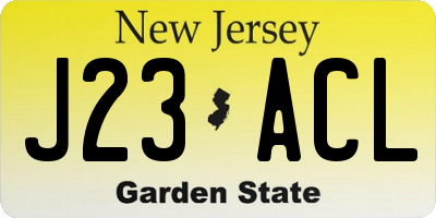NJ license plate J23ACL