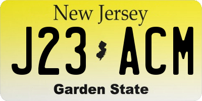 NJ license plate J23ACM
