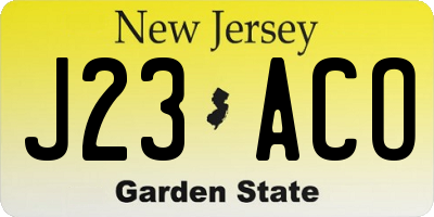 NJ license plate J23ACO