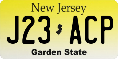 NJ license plate J23ACP