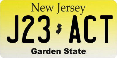 NJ license plate J23ACT