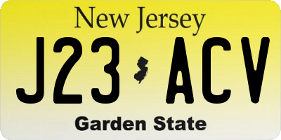 NJ license plate J23ACV