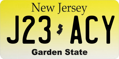 NJ license plate J23ACY