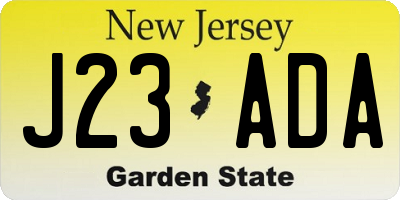 NJ license plate J23ADA