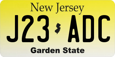 NJ license plate J23ADC