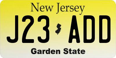 NJ license plate J23ADD